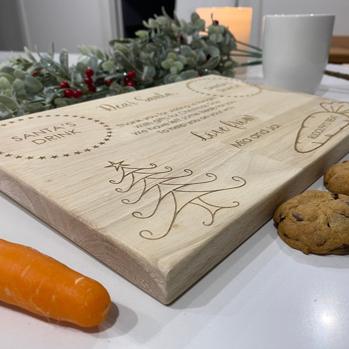 Christmas Eve Santa Treat Board - Wooden Engraved