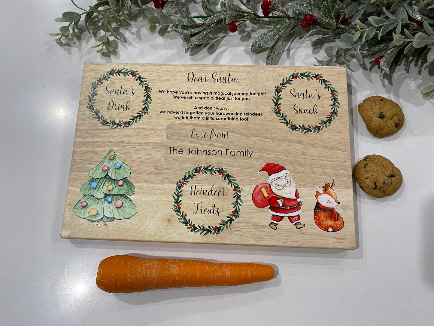 Christmas Eve Santa Treat Board - Wooden UV Printed