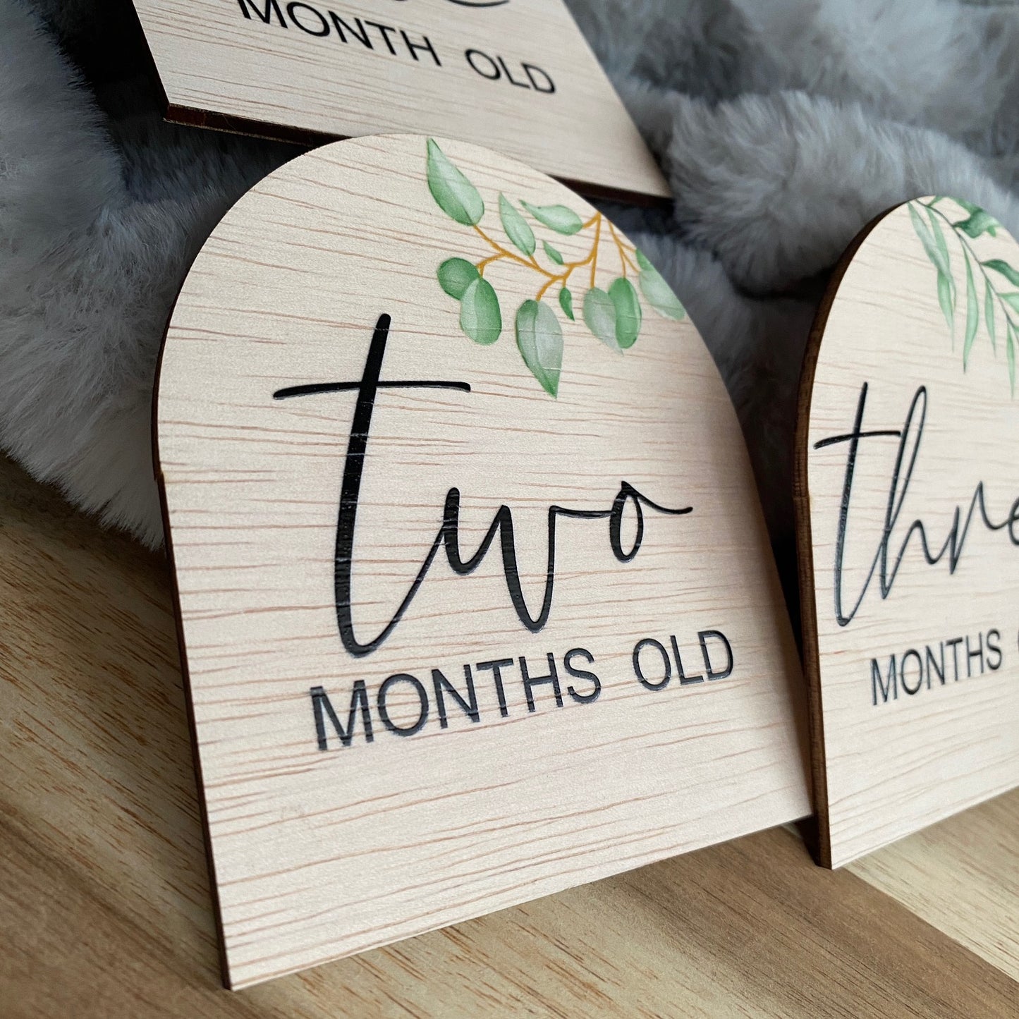 Botanical Baby Milestone Discs – UV Printed Wooden Arch Set