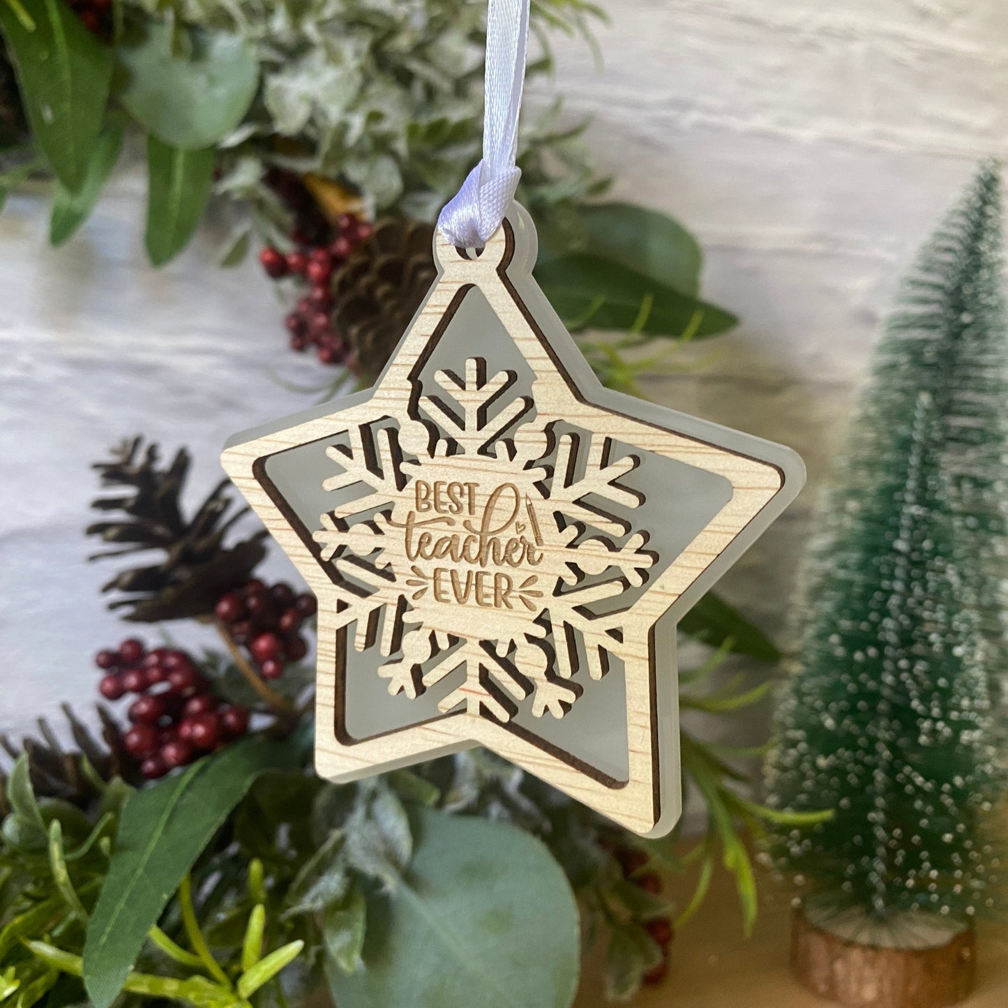 Personalised Christmas Ornament - Snowflake Star