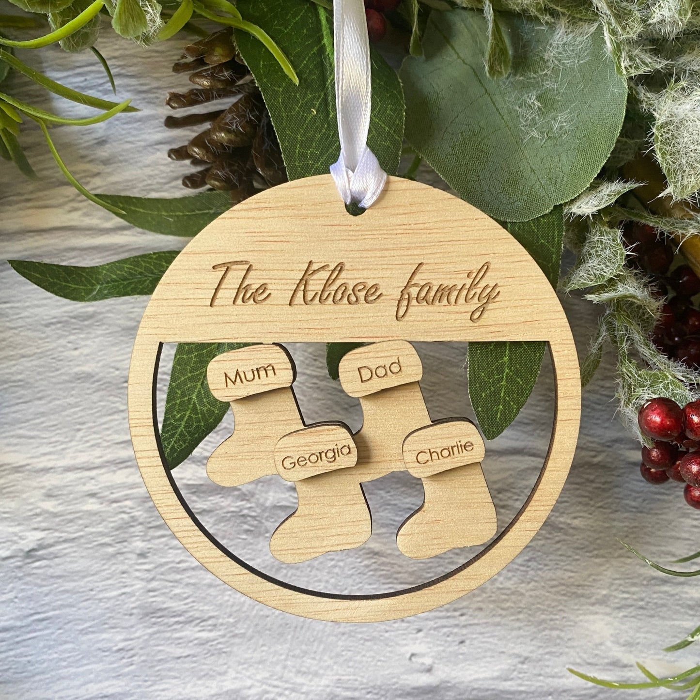 Christmas Ornament - Personalised family stockings