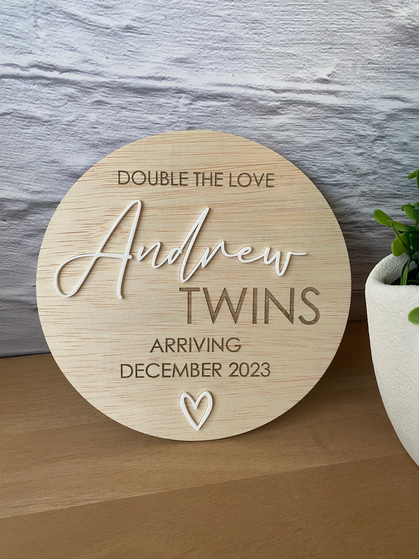 Pregnancy Announcement Plaque - Laser engraved with acrylic