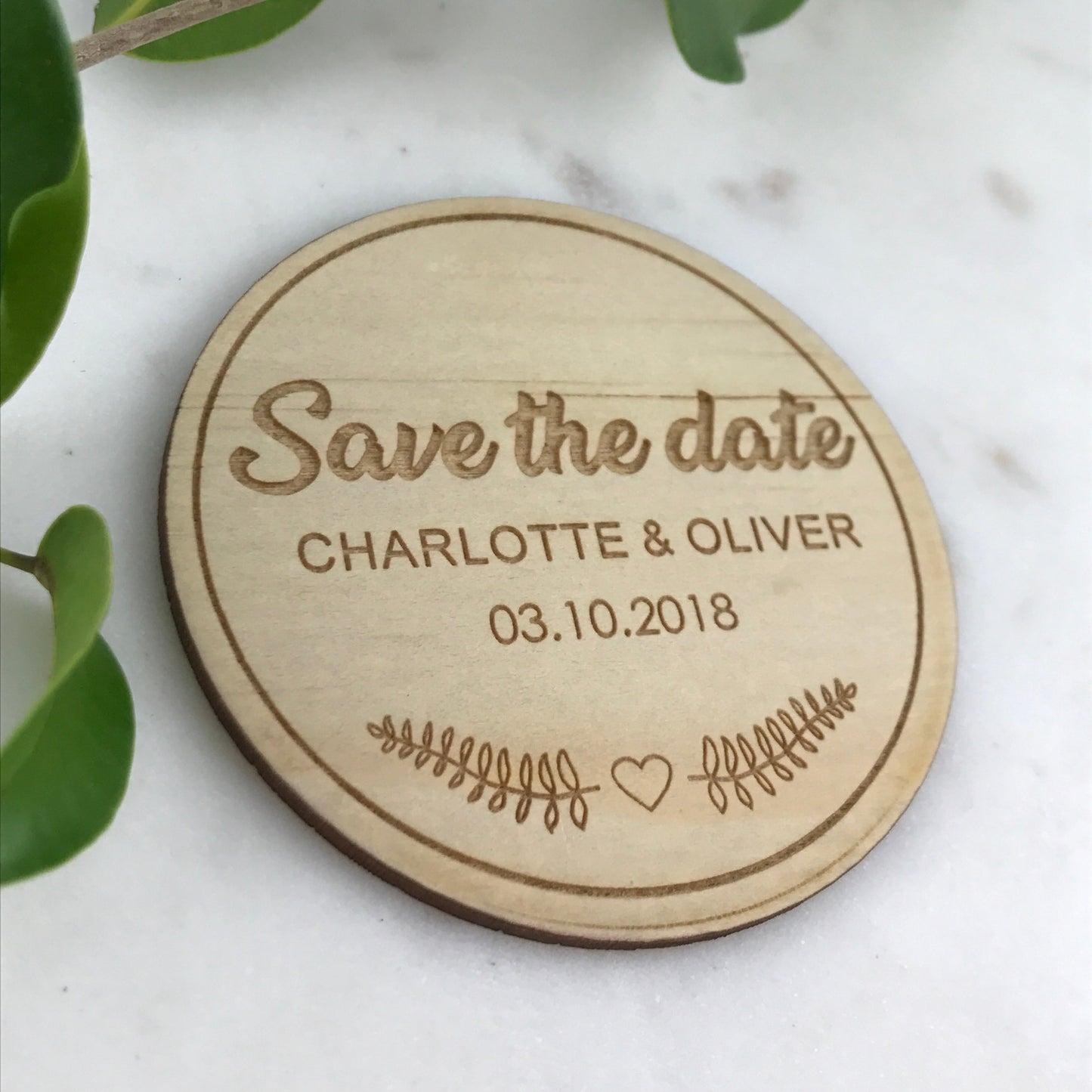 Wooden Custom 'Save the Date' Magnet - Wedding