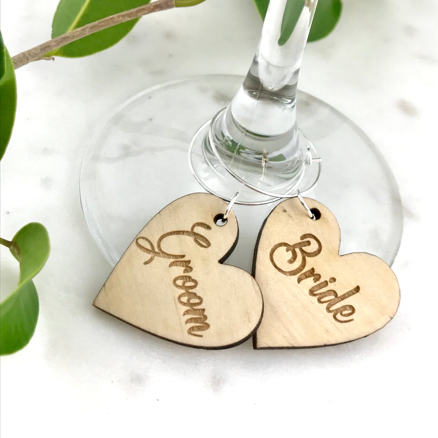 Custom Wooden Wine Glass Charms - Wedding Favours