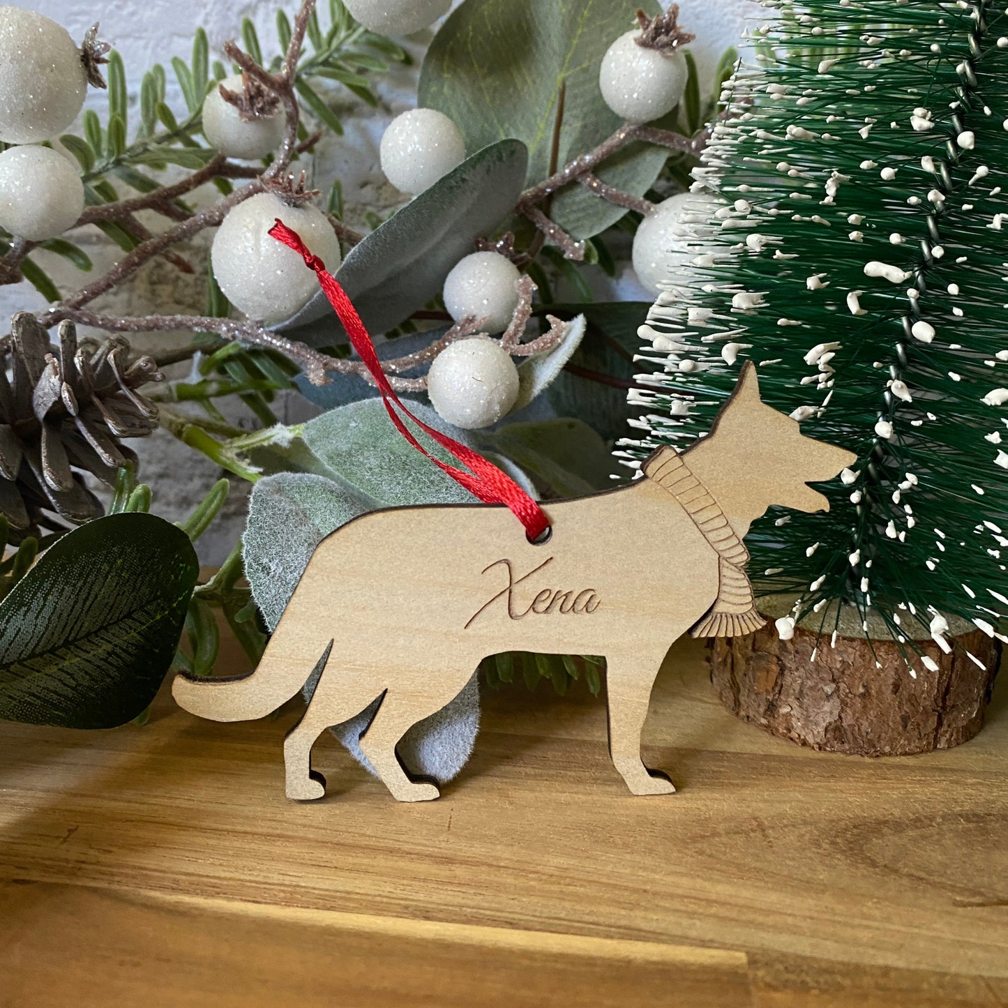 German Shepherd - Personalised Wooden Dog Ornament.