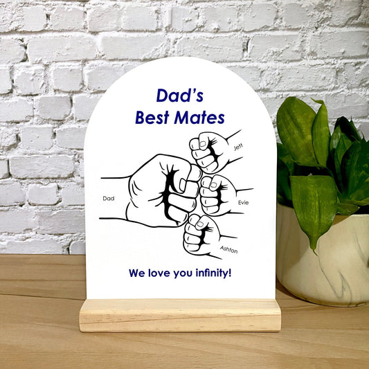 Father's Day Personalised Fist Bump Desk Plaque - UV Printed - Gift for Dad