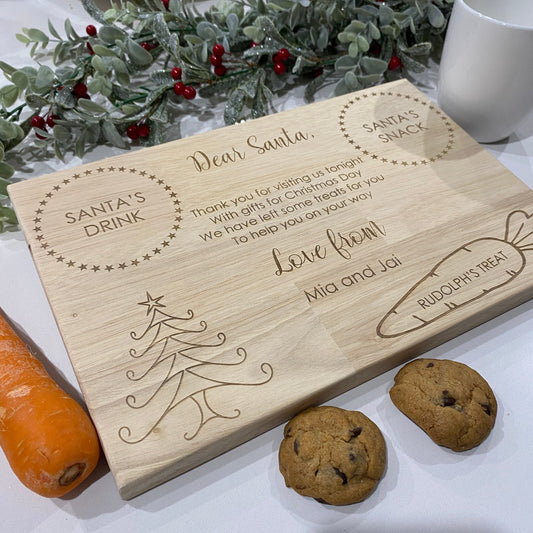 Christmas Eve Santa Treat Board - Wooden Engraved