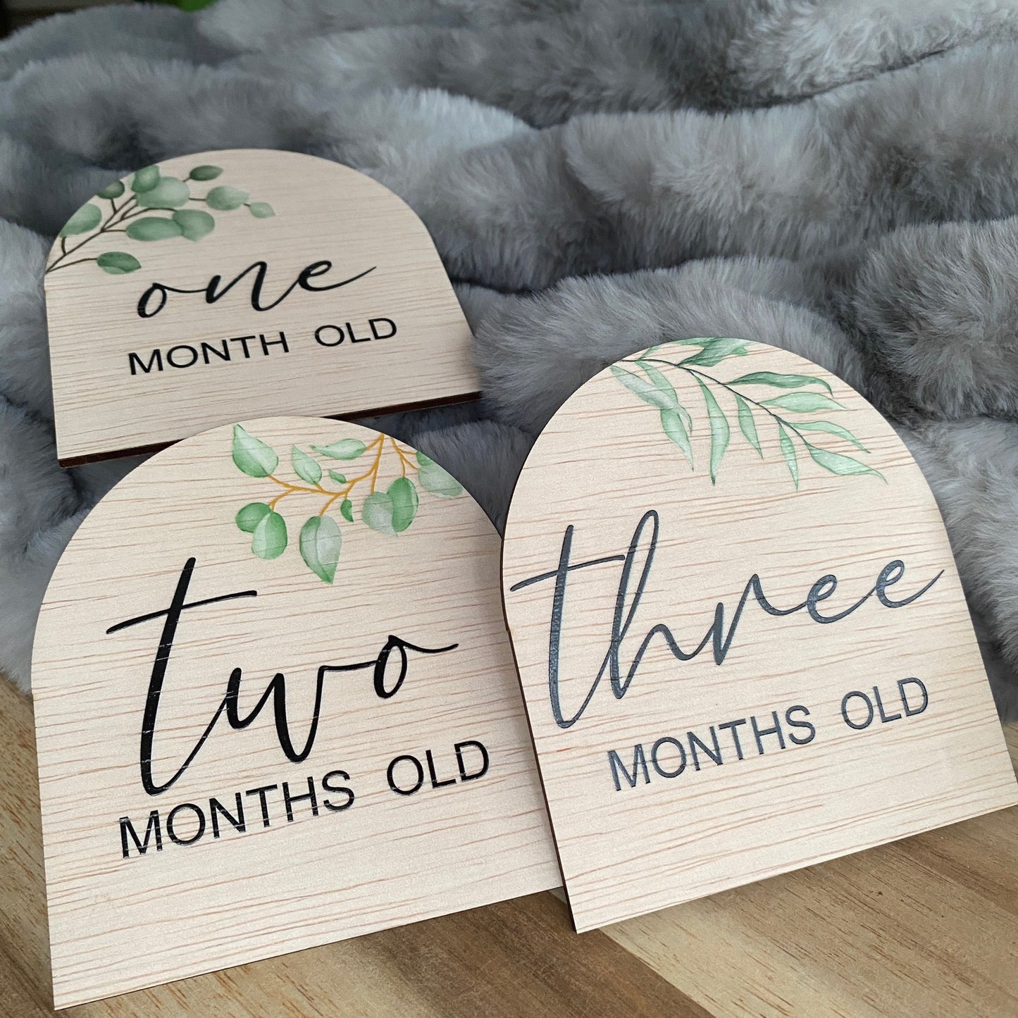 Botanical Baby Milestone Discs – UV Printed Wooden Arch Set