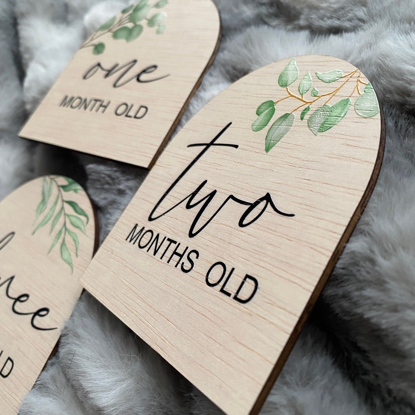 Botanical Baby Milestone Discs – UV Printed Wooden Arch Set