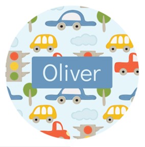 School bag tag personalised - cars