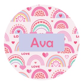 School bag tag personalised - rainbows