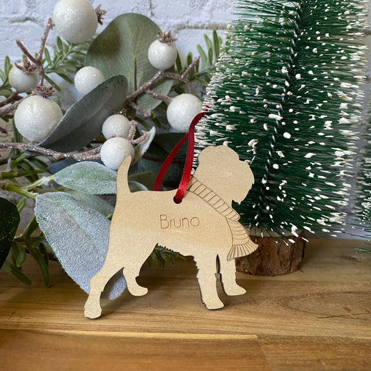 Brussels Griffon - Personalised Wooden Dog Ornament.